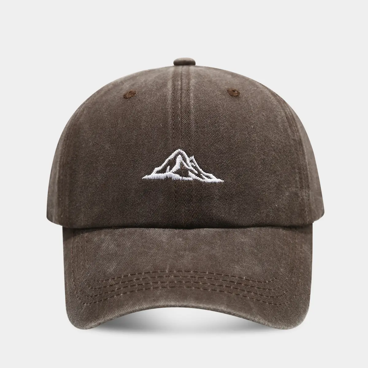 Women's British Vintage Washed Cap with Mountain Embroidery - Image 5