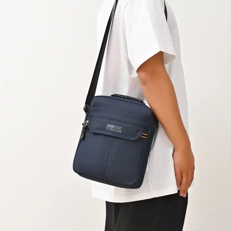 One-Shoulder Crossbody Bag for Men Black Multi-Compartment
