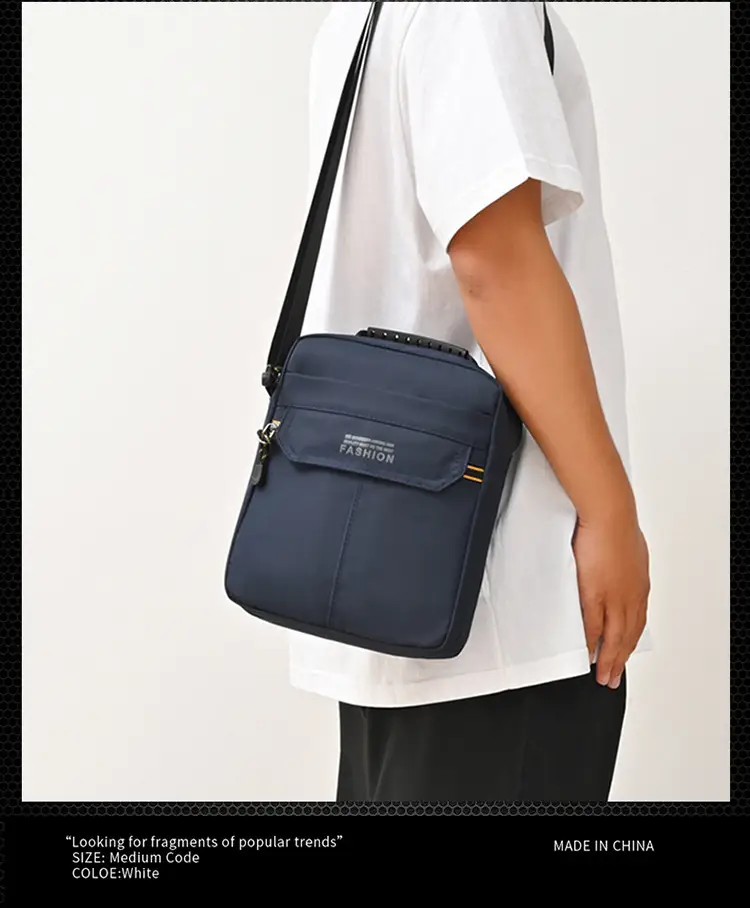 One-Shoulder Crossbody Bag for Men Black Multi-Compartment — feature 12