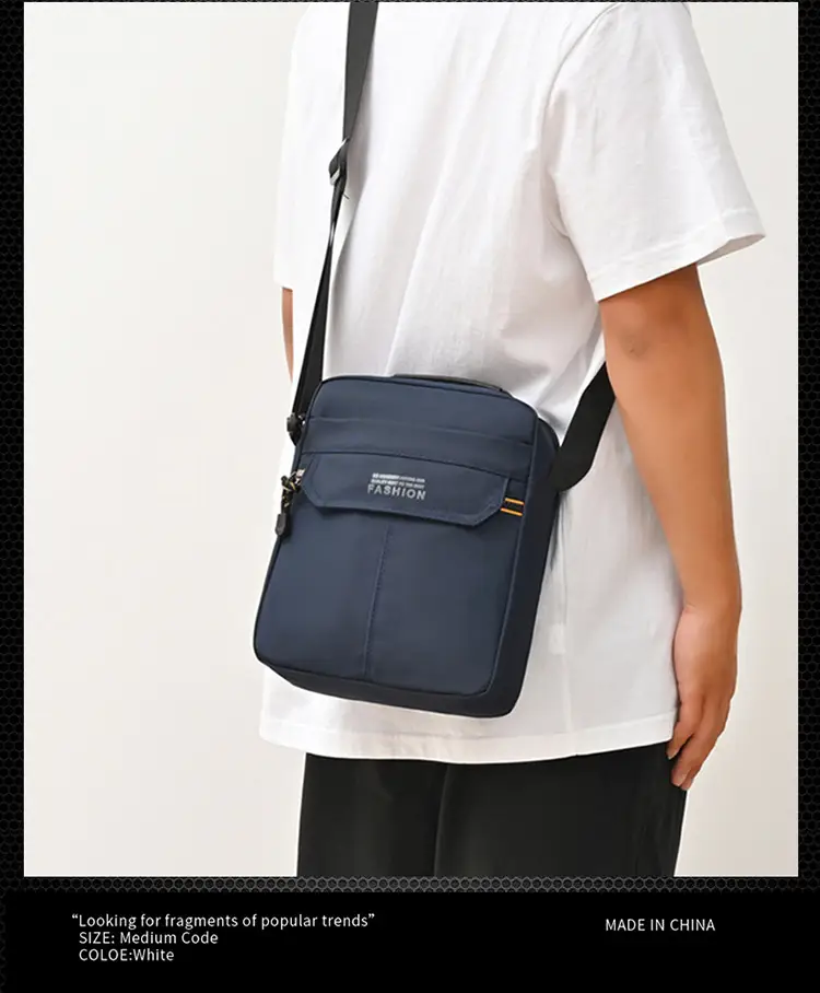 One-Shoulder Crossbody Bag for Men Black Multi-Compartment — feature 13