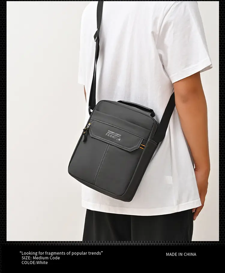 One-Shoulder Crossbody Bag for Men Black Multi-Compartment — feature 14