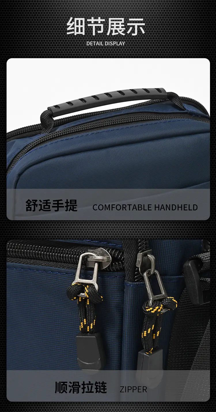 One-Shoulder Crossbody Bag for Men Black Multi-Compartment — feature 21