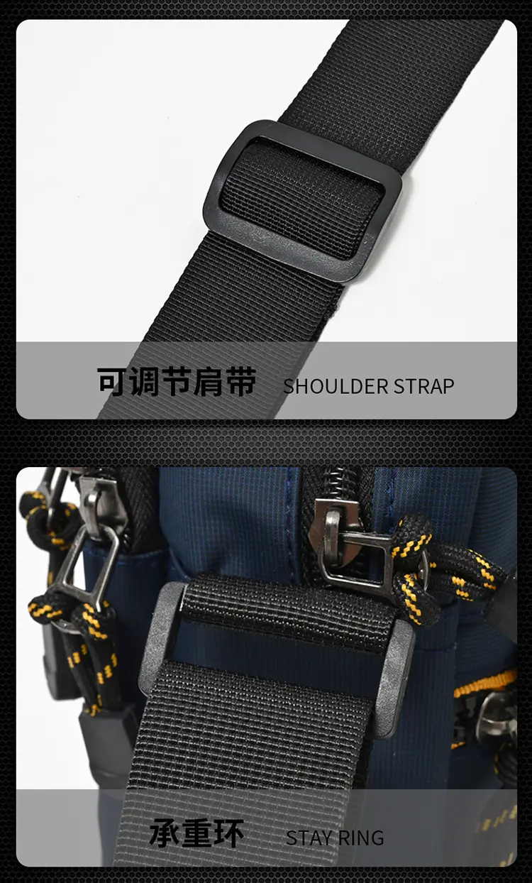 One-Shoulder Crossbody Bag for Men Black Multi-Compartment — feature 22
