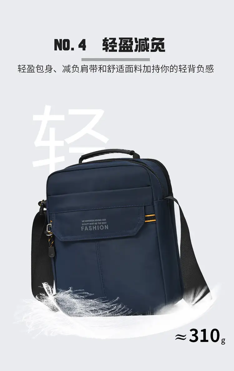 One-Shoulder Crossbody Bag for Men Black Multi-Compartment — feature 7