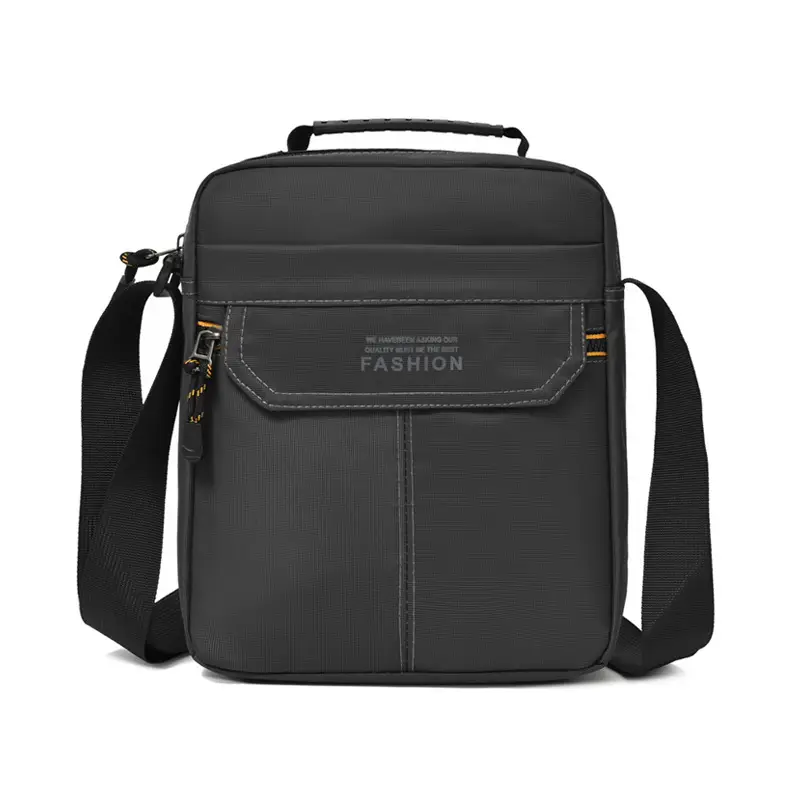 One-Shoulder Crossbody Bag for Men Black Multi-Compartment