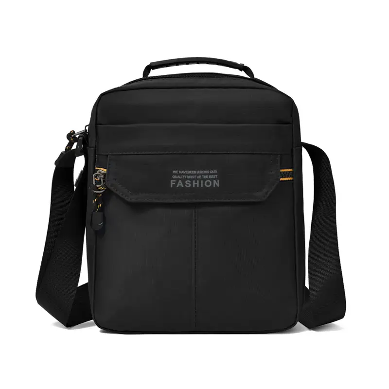 One-Shoulder Crossbody Bag for Men Black Multi-Compartment