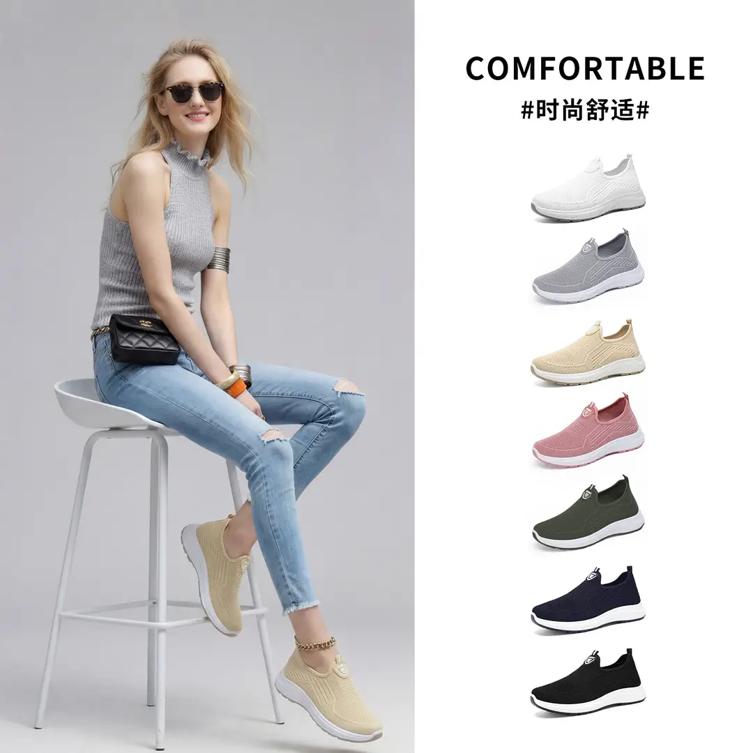 Women's Spring Casual Sports Breathable Cross-Border Large Size Women's Shoes, Women's Soft-Soled Slip-On Lazy Shoes - Image 9