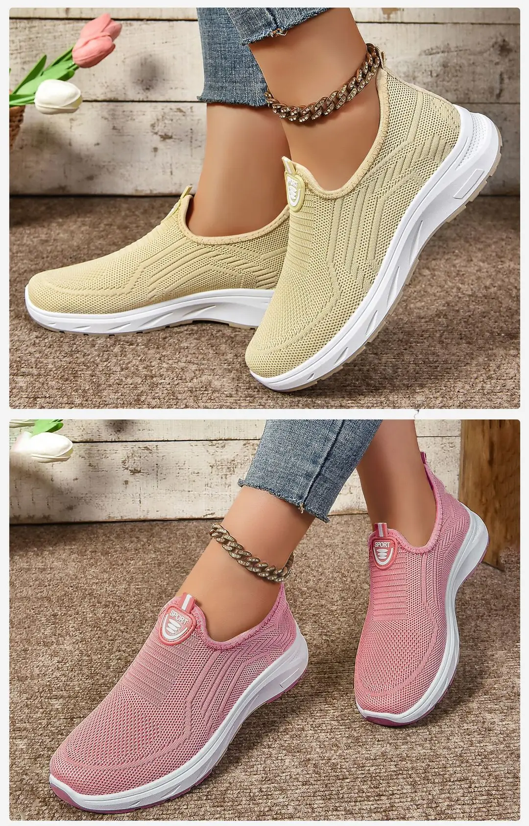 Women's Spring Casual Sports Breathable Cross-Border Large Size Women's Shoes, Women's Soft-Soled Slip-On Lazy Shoes — feature 19