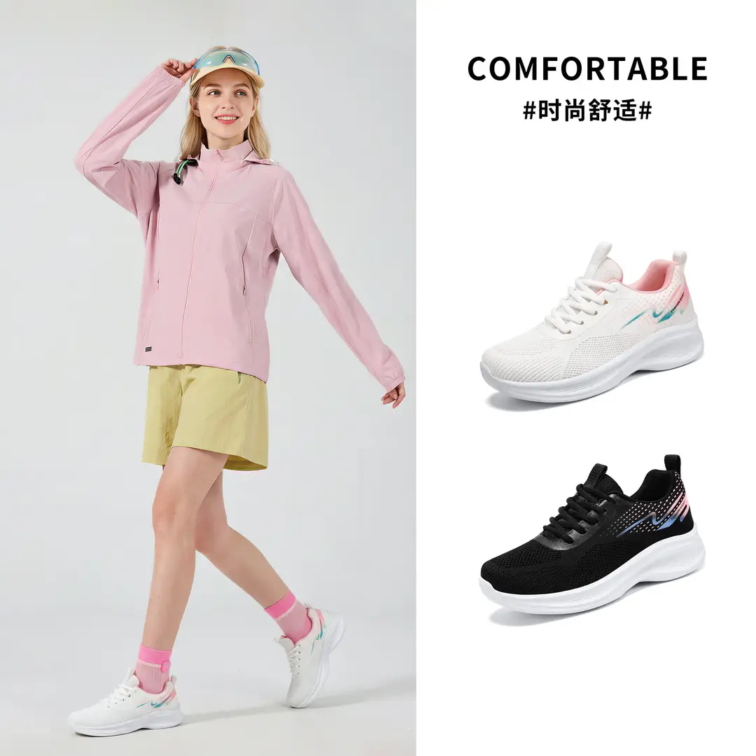 Women's Shoes Versatile Spring New Style Fly-Knit Casual Shoes Cross-Border Shoes Soft Sole Comfortable Sneakers Single Shoes - Image 4
