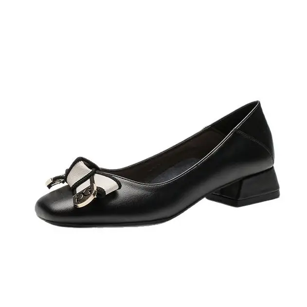 Chanel-Style Women's Shoes 2026 New French Mid-Heel Shallow Fashion Mom Shoes Fairy Shoes Slip-On Leather Shoes for Women - Image 6