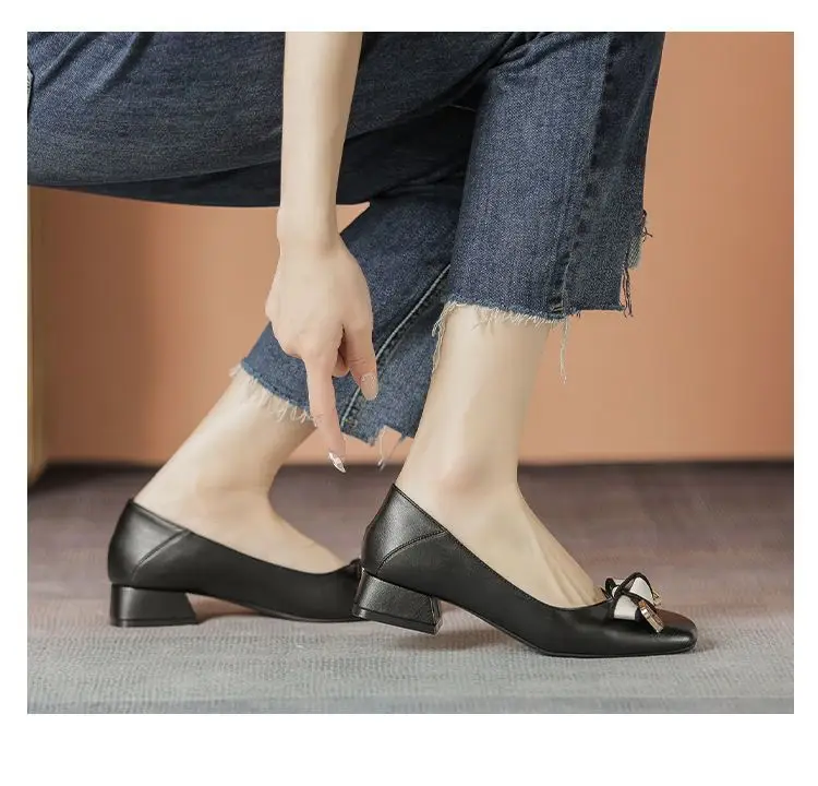 Chanel-Style Women's Shoes 2026 New French Mid-Heel Shallow Fashion Mom Shoes Fairy Shoes Slip-On Leather Shoes for Women — feature 13
