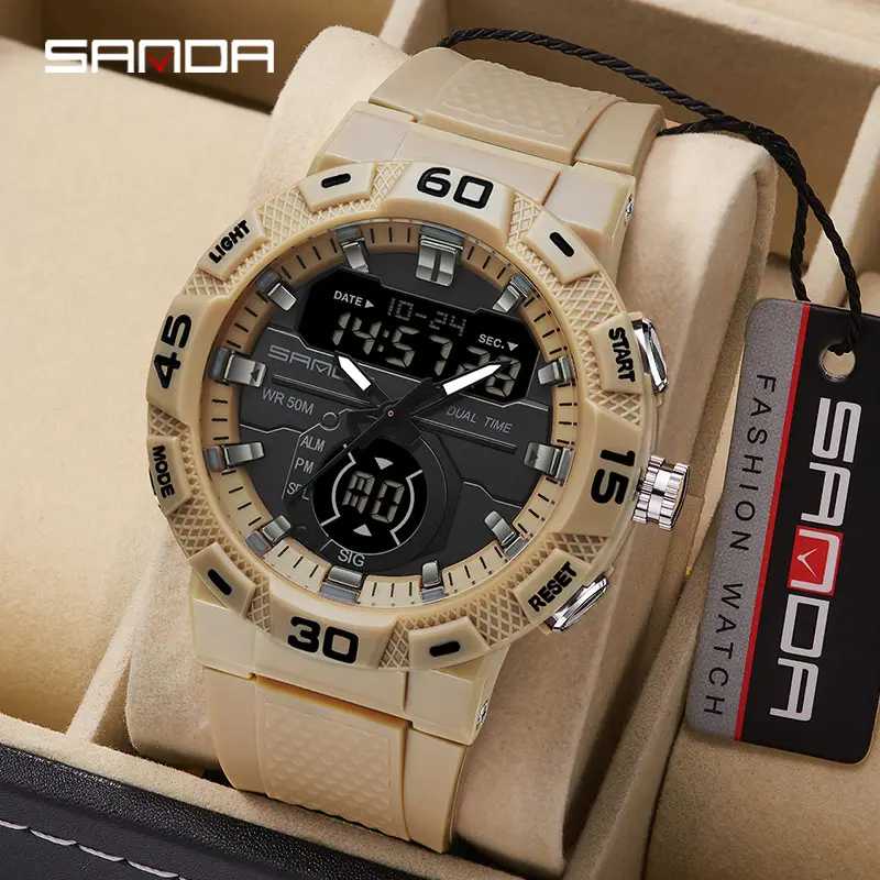 Sanda Blue Digital Dual Display Sports Watch - Image 8