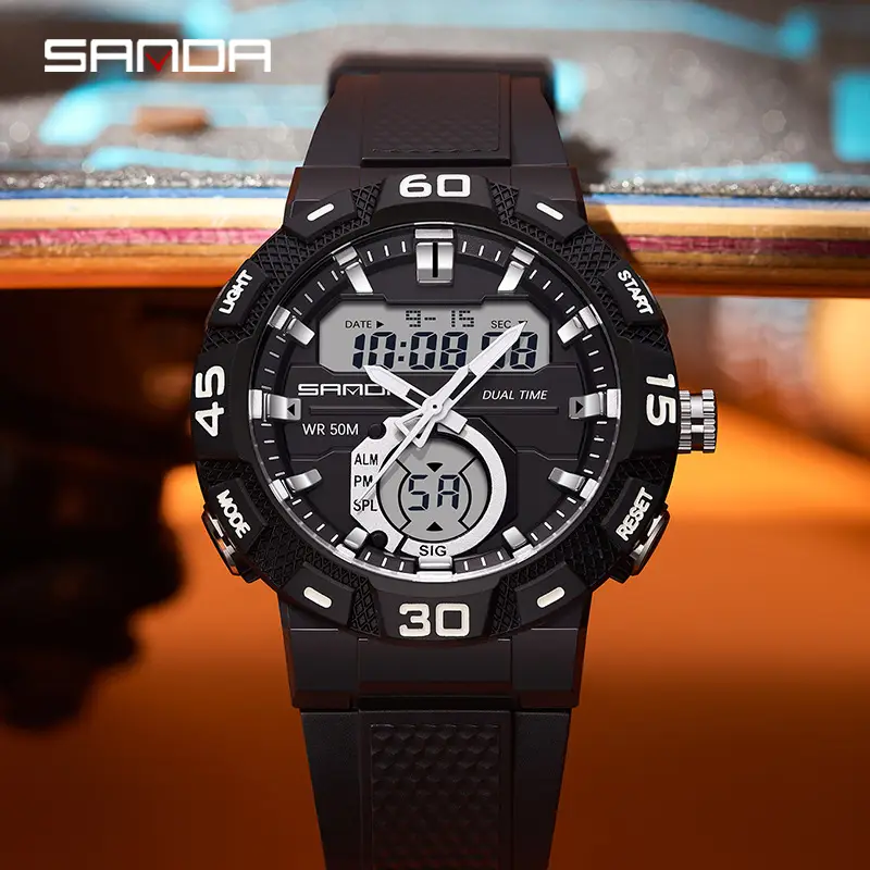 Sanda Blue Digital Dual Display Sports Watch - Image 9