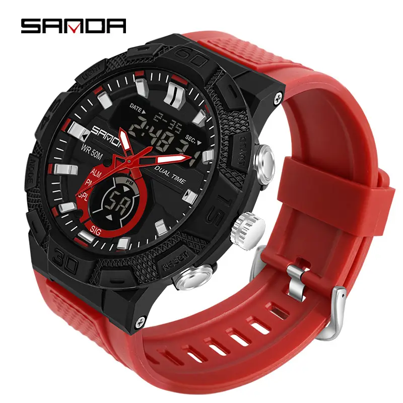 Sanda Blue Digital Dual Display Sports Watch - Image 12