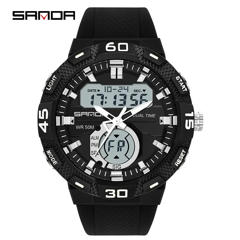 Sanda Blue Digital Dual Display Sports Watch - Image 3