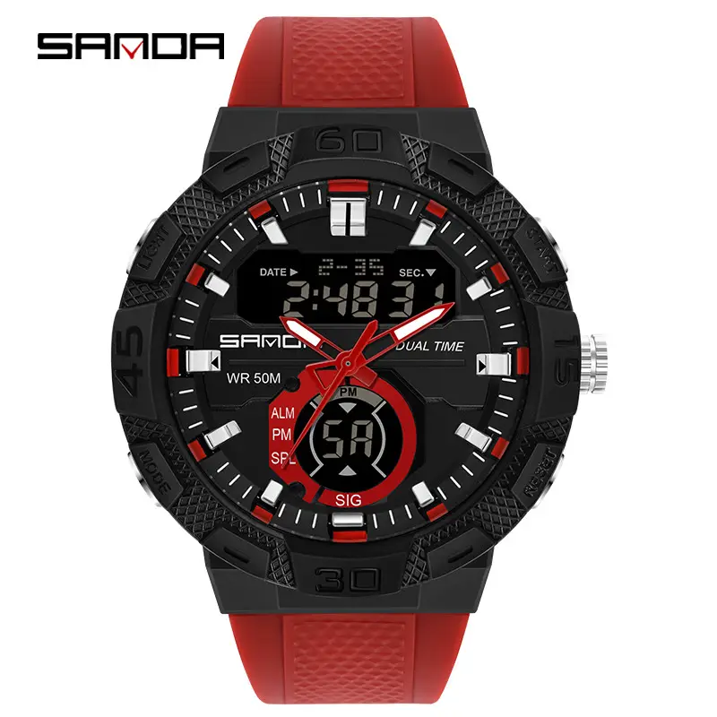 Sanda Blue Digital Dual Display Sports Watch - Image 4
