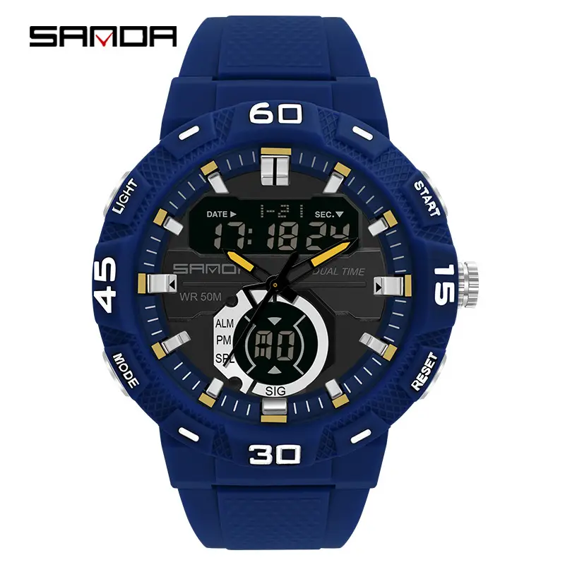 Sanda Blue Digital Dual Display Sports Watch - Image 5