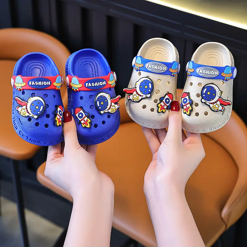 Blue Cartoon Astronaut Kids Sandals Summer Clogs