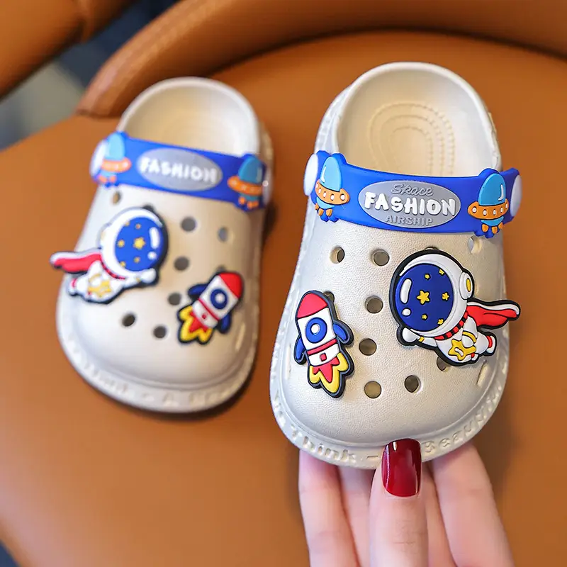 Blue Cartoon Astronaut Kids Sandals Summer Clogs