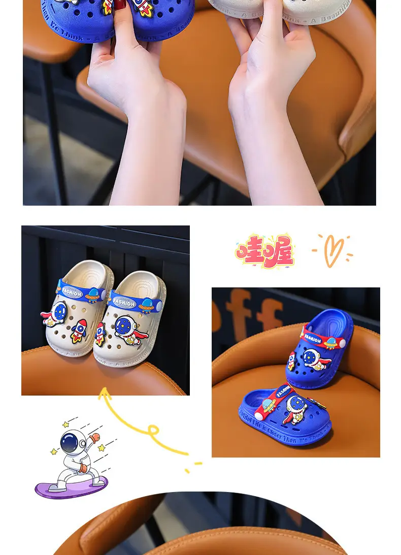 Blue Cartoon Astronaut Kids Sandals Summer Clogs — feature 12