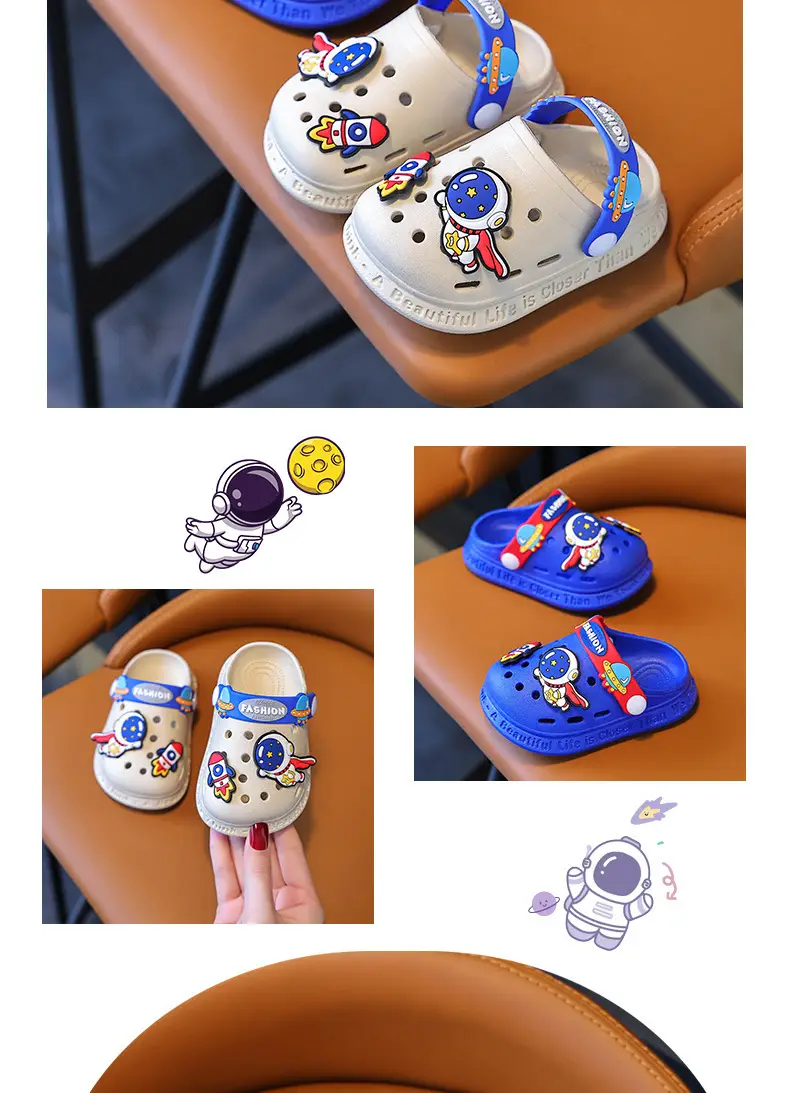 Blue Cartoon Astronaut Kids Sandals Summer Clogs — feature 14