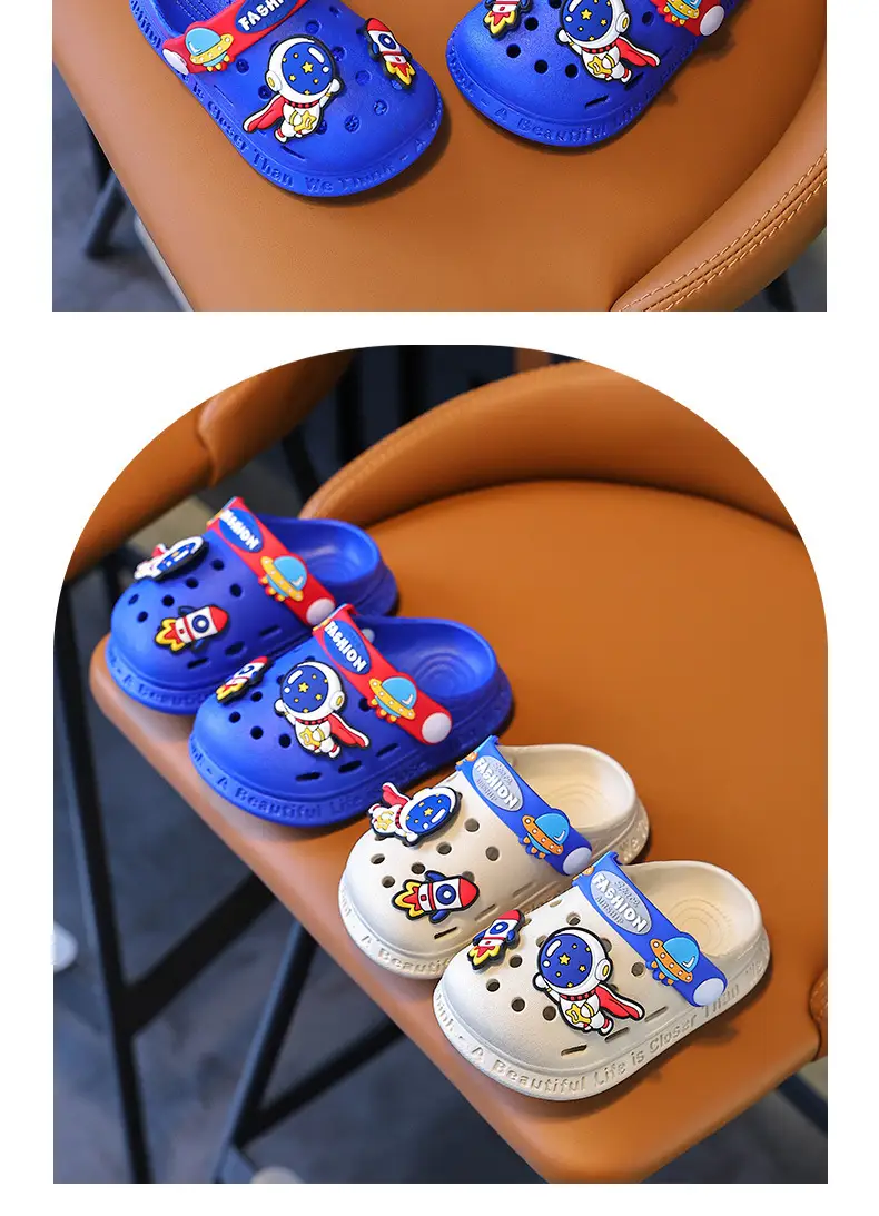 Blue Cartoon Astronaut Kids Sandals Summer Clogs — feature 16