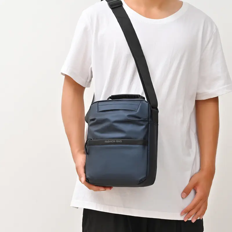 Men's Blue Oxford Cloth Shoulder Bag Commuter Crossbody - Image 5