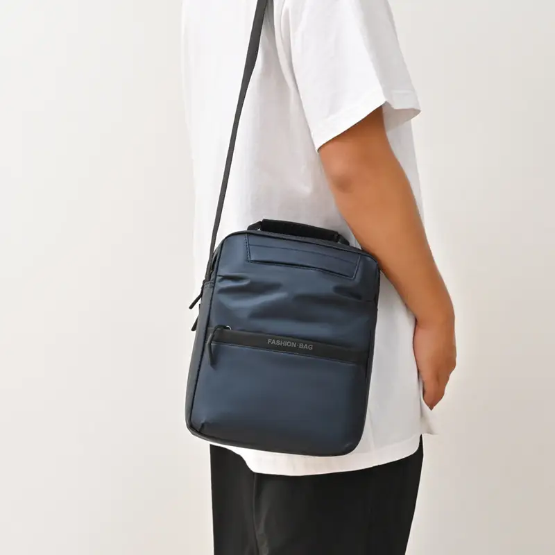 Men's Blue Oxford Cloth Shoulder Bag Commuter Crossbody - Image 6