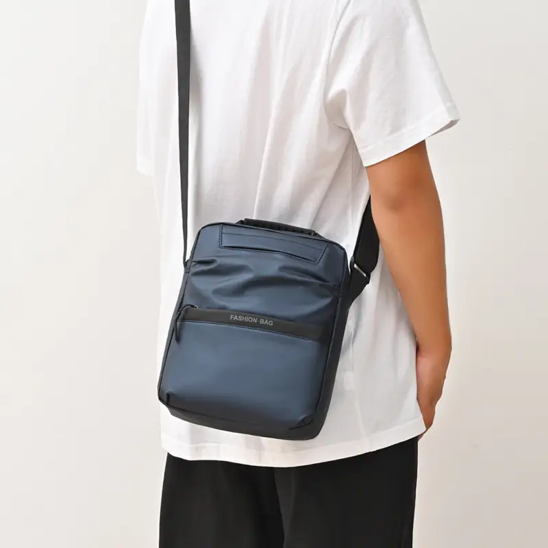 Men's Blue Oxford Cloth Shoulder Bag Commuter Crossbody - Image 7