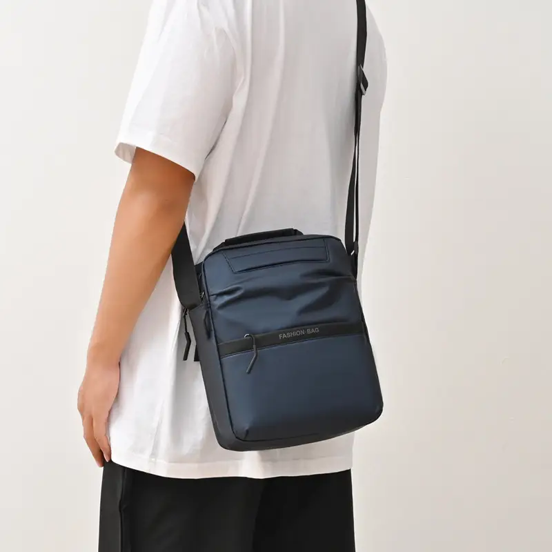 Men's Blue Oxford Cloth Shoulder Bag Commuter Crossbody - Image 8