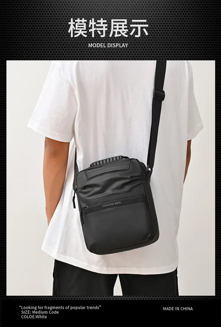 Men's Blue Oxford Cloth Shoulder Bag Commuter Crossbody — feature 10