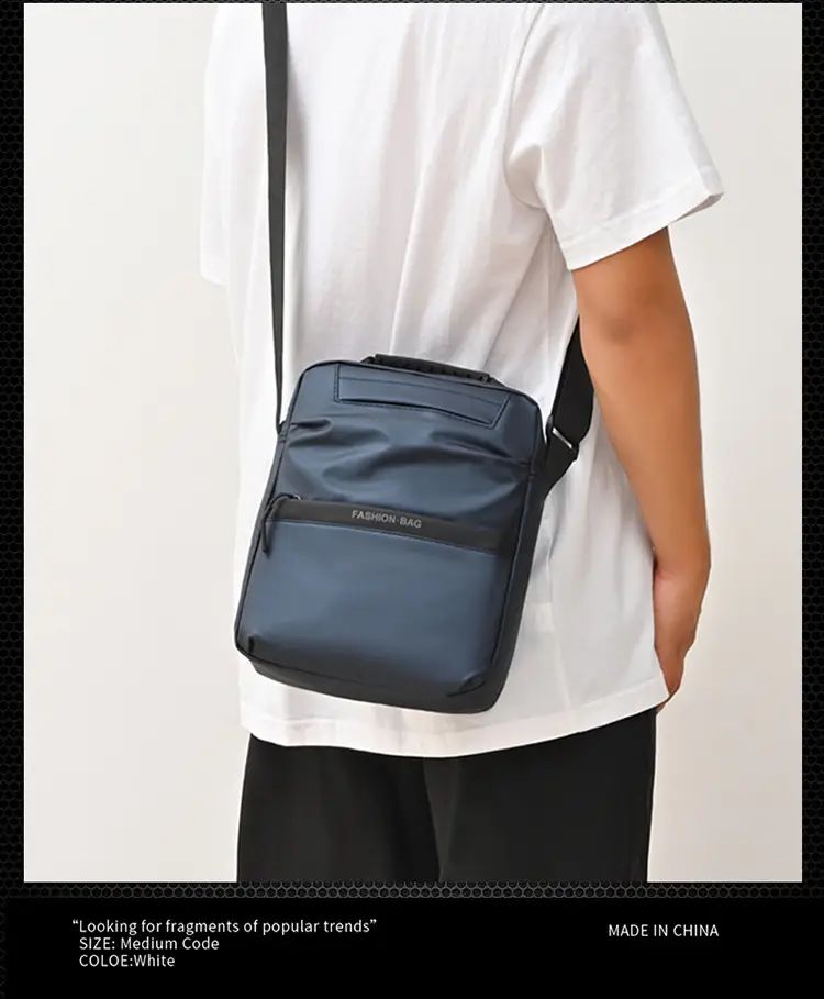 Men's Blue Oxford Cloth Shoulder Bag Commuter Crossbody — feature 13