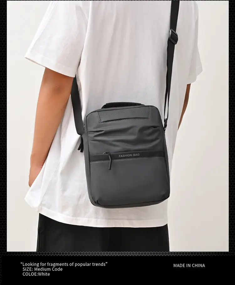 Men's Blue Oxford Cloth Shoulder Bag Commuter Crossbody — feature 16