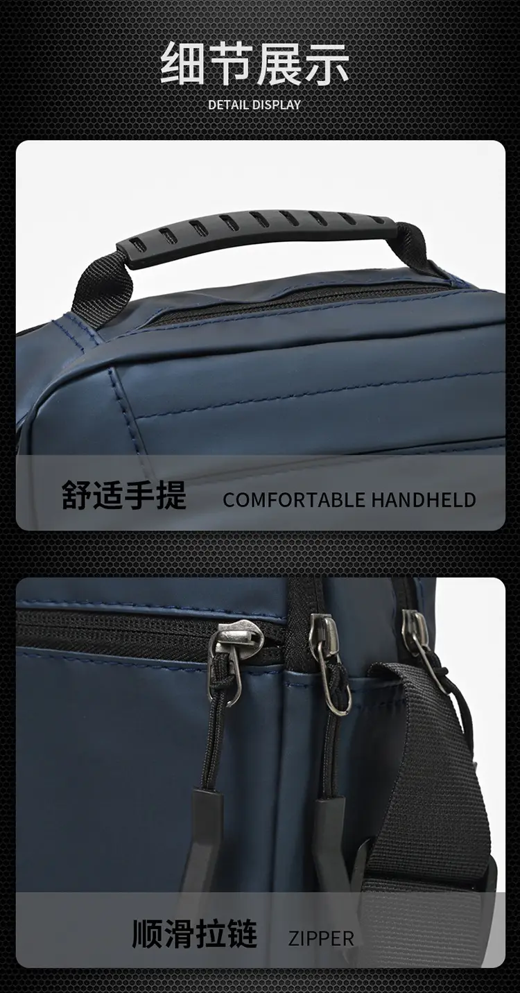 Men's Blue Oxford Cloth Shoulder Bag Commuter Crossbody — feature 26