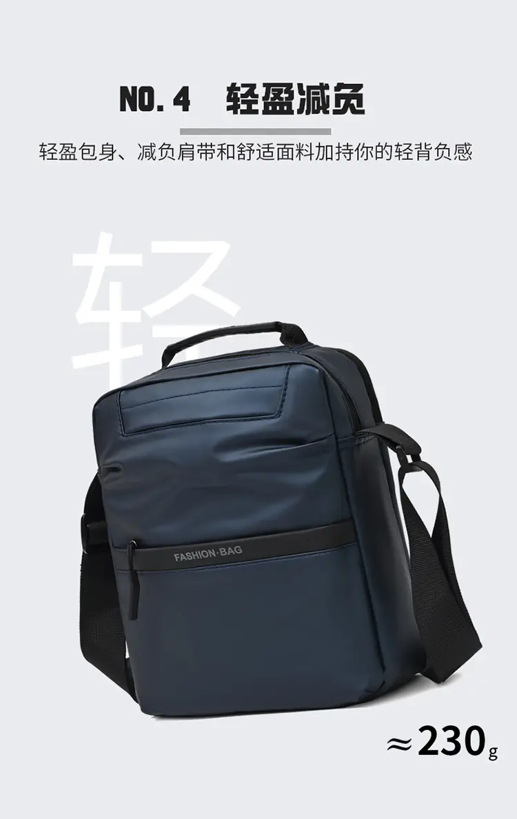 Men's Blue Oxford Cloth Shoulder Bag Commuter Crossbody — feature 7