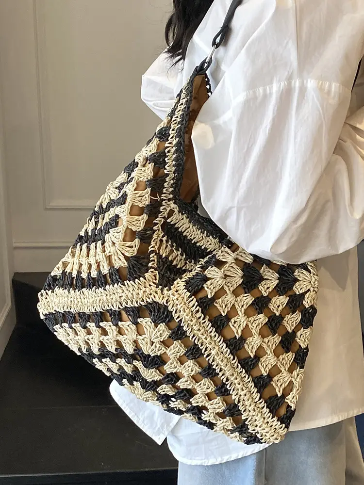 Hollow Straw Artistic Tote Bag for Women - Image 8