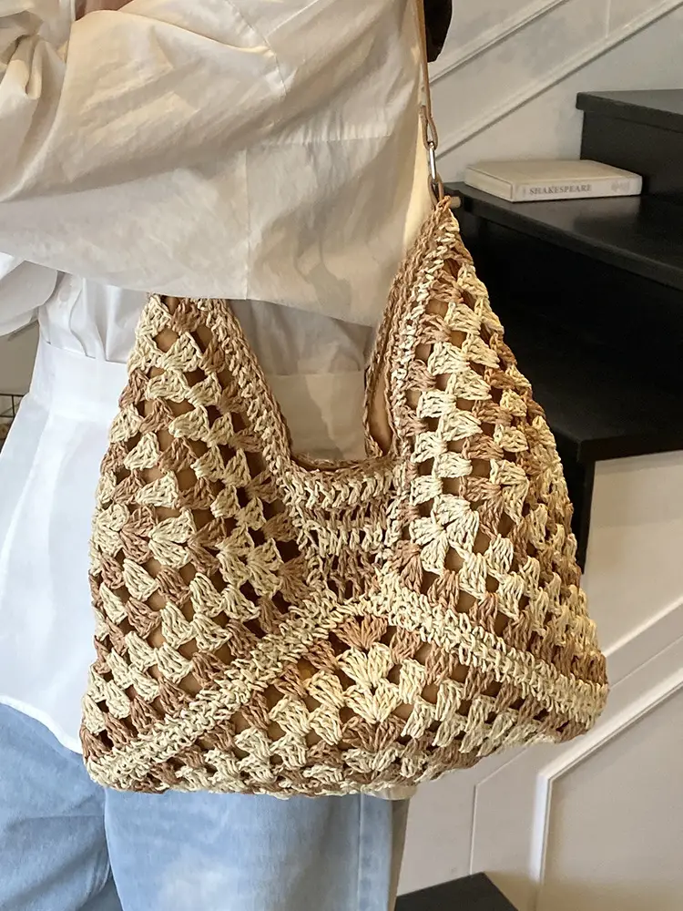 Hollow Straw Artistic Tote Bag for Women - Image 9