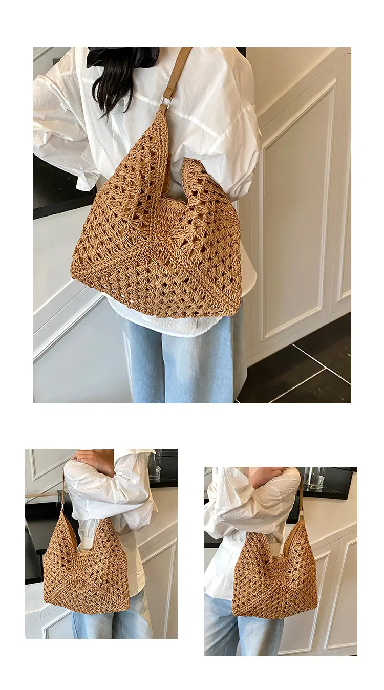 Hollow Straw Artistic Tote Bag for Women — feature 11