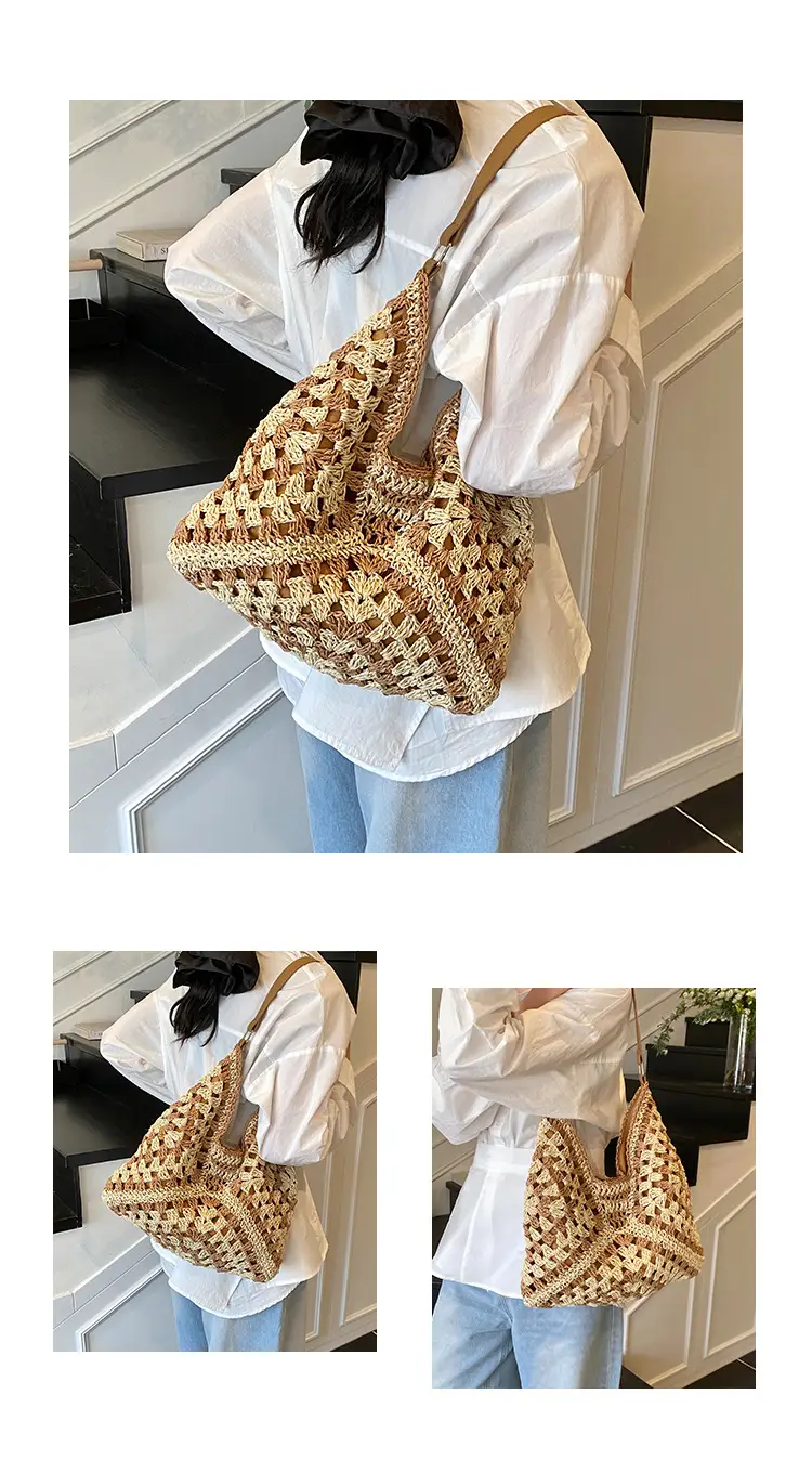 Hollow Straw Artistic Tote Bag for Women — feature 12