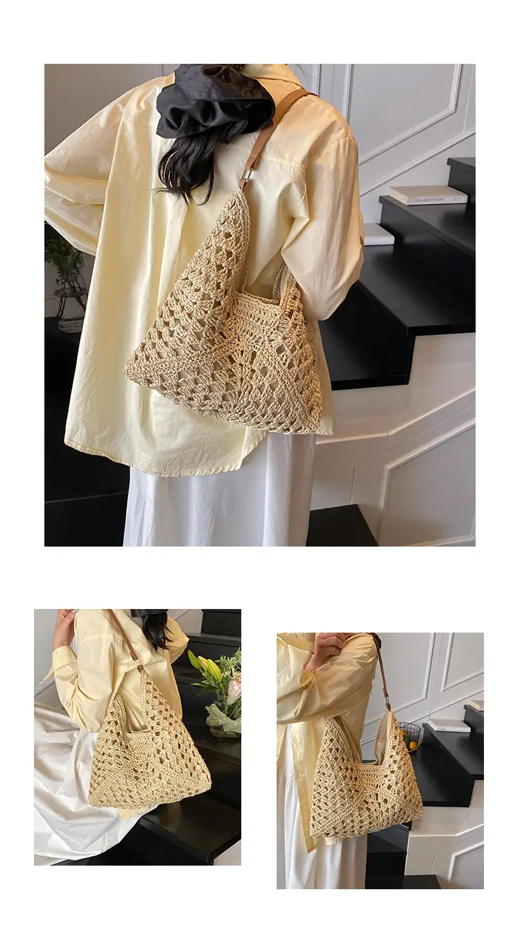 Hollow Straw Artistic Tote Bag for Women — feature 13
