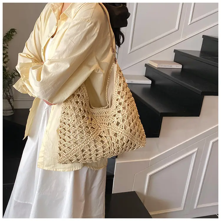 Hollow Straw Artistic Tote Bag for Women — feature 15