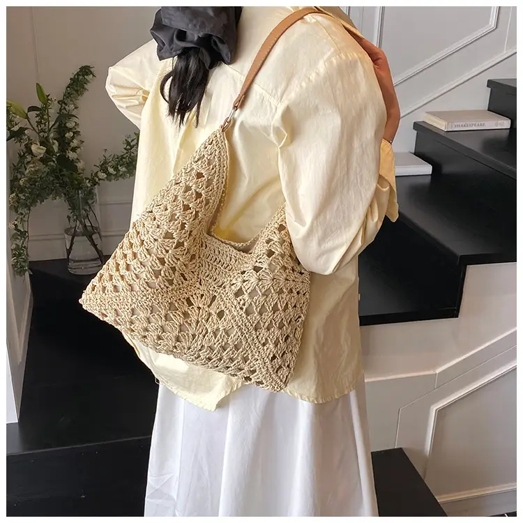 Hollow Straw Artistic Tote Bag for Women — feature 16