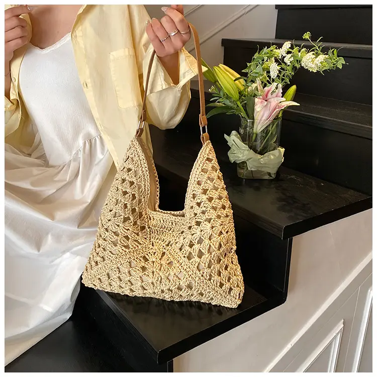 Hollow Straw Artistic Tote Bag for Women — feature 17