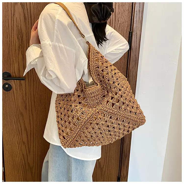 Hollow Straw Artistic Tote Bag for Women — feature 19