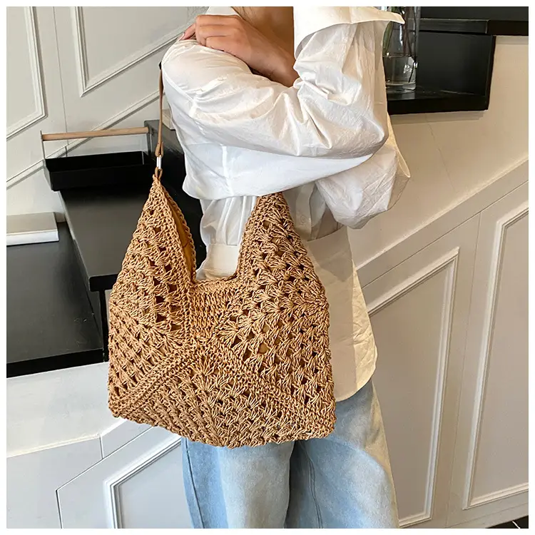 Hollow Straw Artistic Tote Bag for Women — feature 20