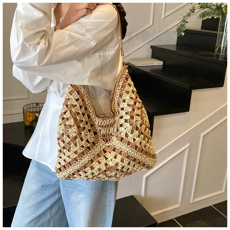 Hollow Straw Artistic Tote Bag for Women — feature 25