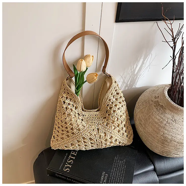 Hollow Straw Artistic Tote Bag for Women — feature 27