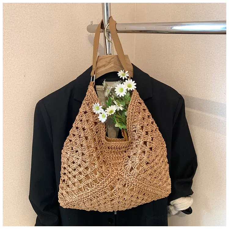 Hollow Straw Artistic Tote Bag for Women — feature 29