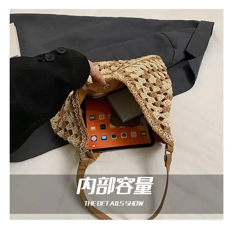 Hollow Straw Artistic Tote Bag for Women — feature 6