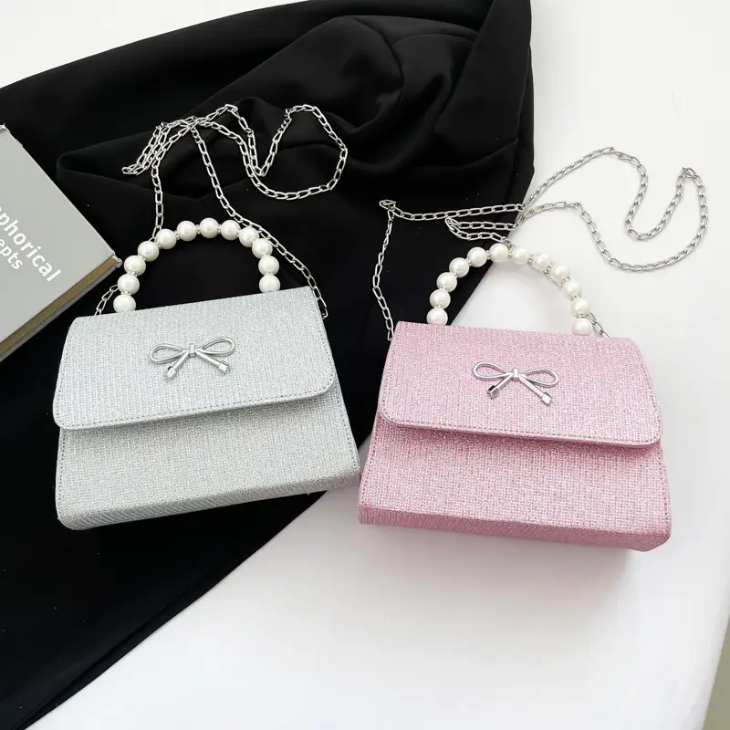 Textured Bow Bag for Women, 5 Colors, Pearl Chain, Shoulder Crossbody - Image 8